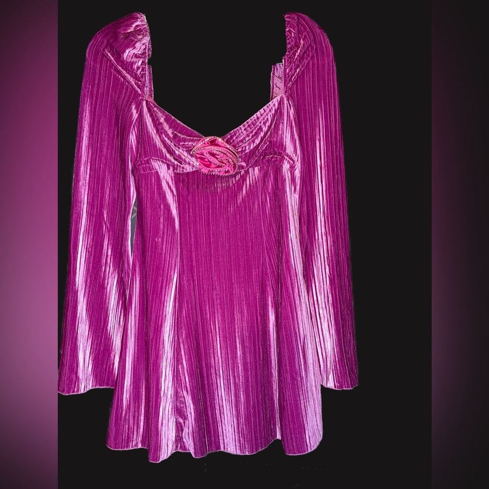 NWT 🆕 #121 for love and lemons, pink velvet rhinestone flower dress, size small